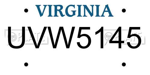 UVW5145 Virginia License Plate