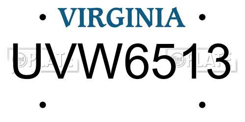 UVW6513 Virginia License Plate