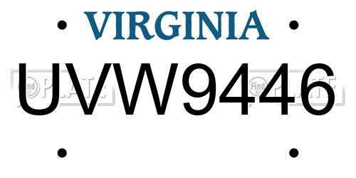 UVW9446 Virginia License Plate