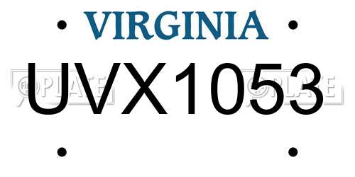 UVX1053 Virginia License Plate