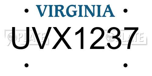 UVX1237 Virginia License Plate