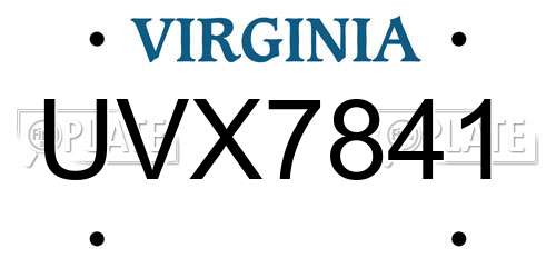 UVX7841 Virginia License Plate