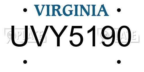 UVY5190 Virginia License Plate