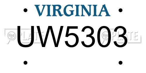 UW5303 Virginia License Plate