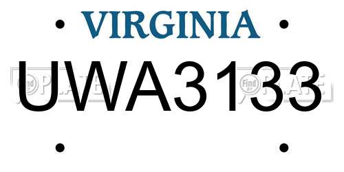 UWA3133 Virginia License Plate