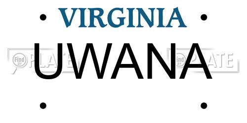 UWANA Virginia License Plate