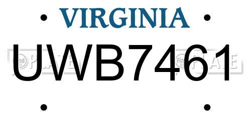 UWB7461 Virginia License Plate