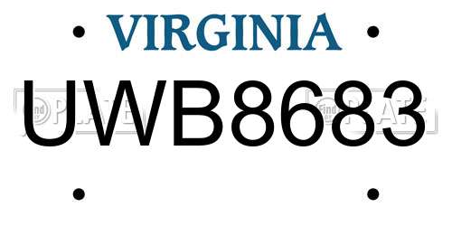 UWB8683 Virginia License Plate