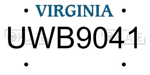 UWB9041 Virginia License Plate