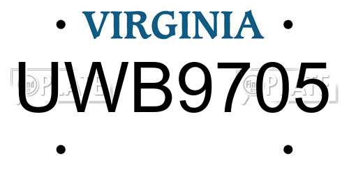 UWB9705 Virginia License Plate