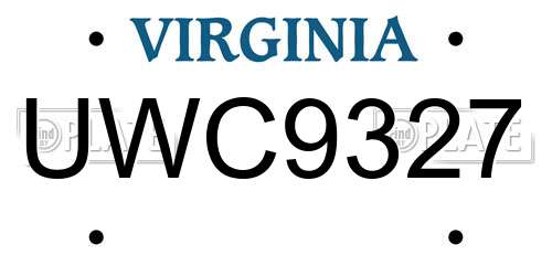 UWC9327 Virginia License Plate