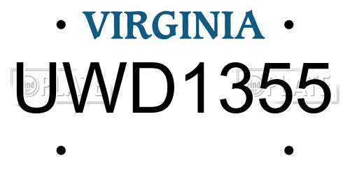 UWD1355 Virginia License Plate