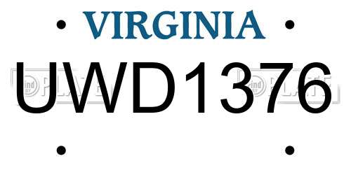 UWD1376 Virginia License Plate