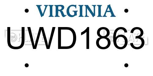 UWD1863 Virginia License Plate