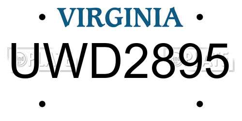 UWD2895 Virginia License Plate