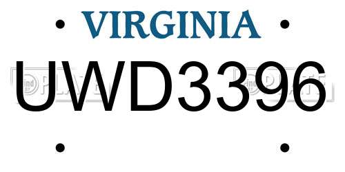 UWD3396 Virginia License Plate