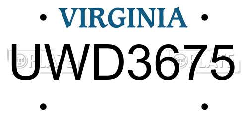 UWD3675 Virginia License Plate