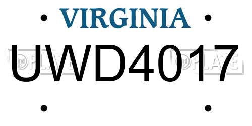 UWD4017 Virginia License Plate