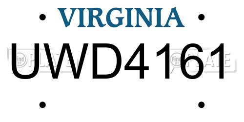 UWD4161 Virginia License Plate
