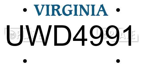 UWD4991 Virginia License Plate