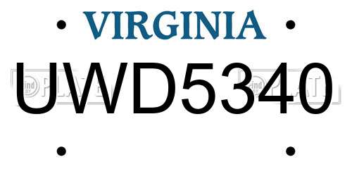 UWD5340 Virginia License Plate