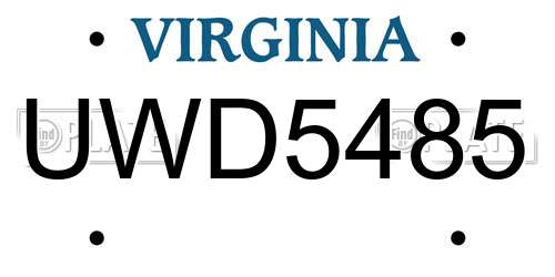 UWD5485 Virginia License Plate