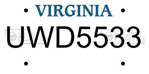 UWD5533 Virginia License Plate