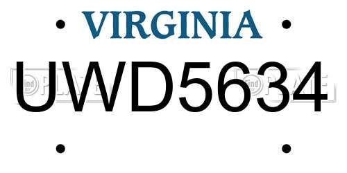 UWD5634 Virginia License Plate