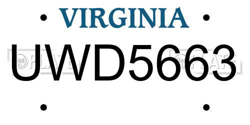 UWD5663 Virginia License Plate