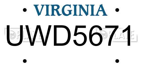 UWD5671 Virginia License Plate