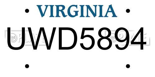 UWD5894 Virginia License Plate