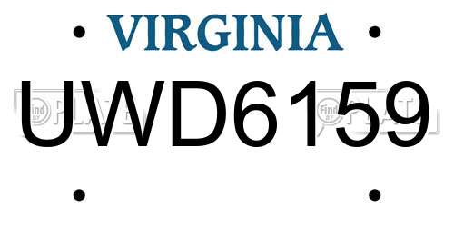 UWD6159 Virginia License Plate