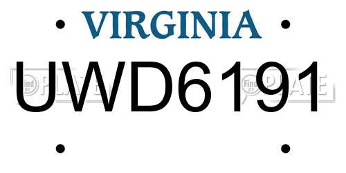 UWD6191 Virginia License Plate