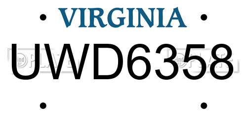 UWD6358 Virginia License Plate