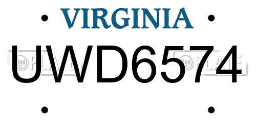 UWD6574 Virginia License Plate