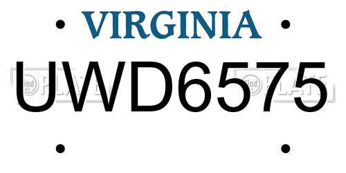 UWD6575 Virginia License Plate