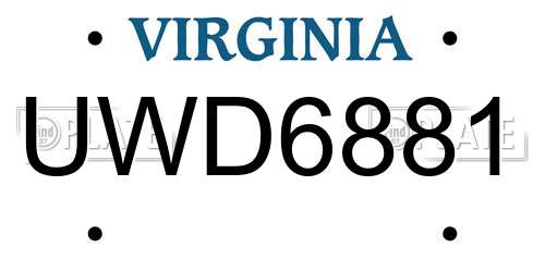 UWD6881 Virginia License Plate