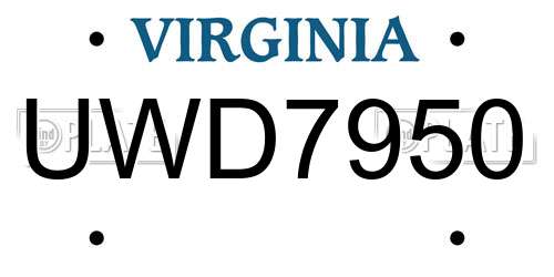 UWD7950 Virginia License Plate