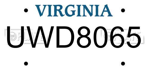 UWD8065 Virginia License Plate