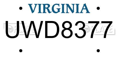 UWD8377 Virginia License Plate
