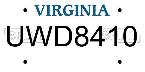 UWD8410 Virginia License Plate