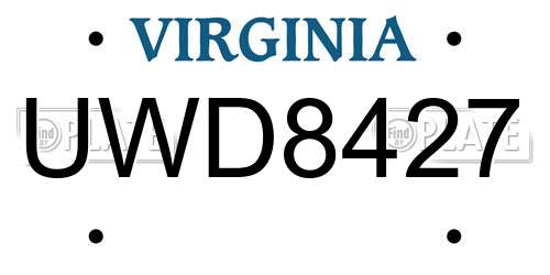 UWD8427 Virginia License Plate