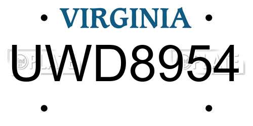 UWD8954 Virginia License Plate