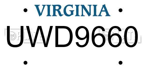 UWD9660 Virginia License Plate
