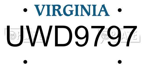 UWD9797 Virginia License Plate