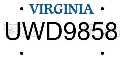 UWD9858 Virginia License Plate