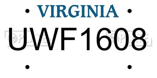 UWF1608 Virginia License Plate