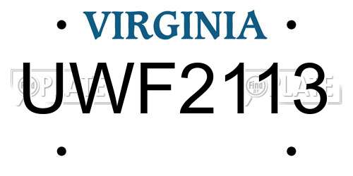 UWF2113 Virginia License Plate