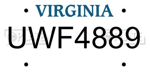 UWF4889 Virginia License Plate