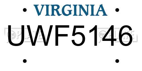 UWF5146 Virginia License Plate